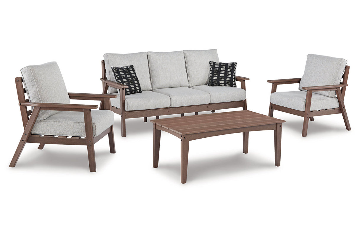 Emmeline Outdoor Sofa, 2 Lounge Chairs and Coffee Table - (P420P2)