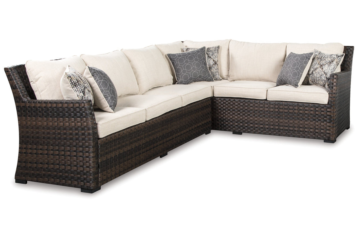 Easy Isle 3-piece Outdoor Sofa Sectional With Lounge Chair and Table - (P455P2)