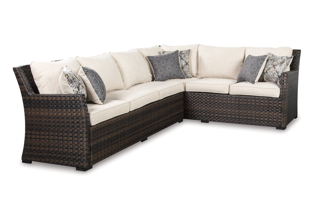 Easy Isle 3-piece Outdoor Sofa Sectional With Table - (P455P1)