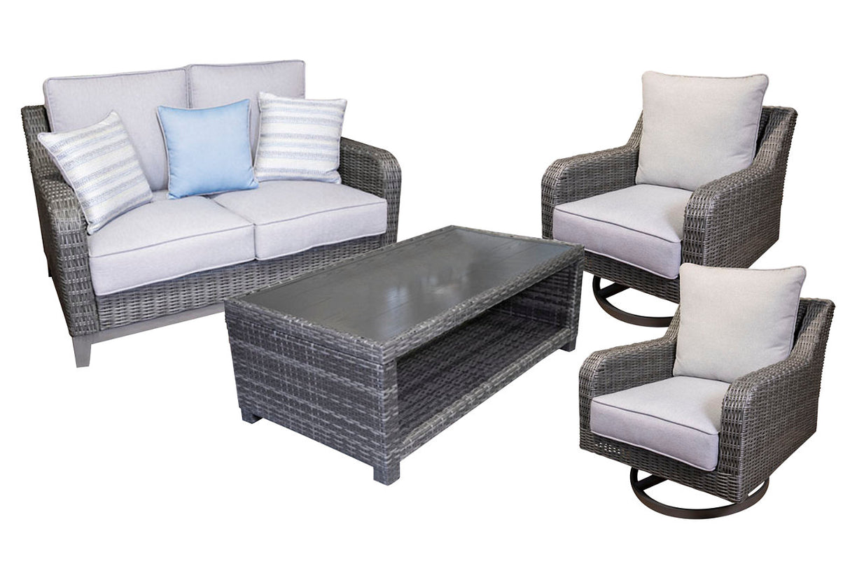 Elite Park Outdoor Loveseat, 2 Lounge Chairs and Coffee Table - (P518P1)