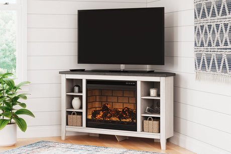 Dorrinson Corner TV Stand With Electric Fireplace - (W287W6)