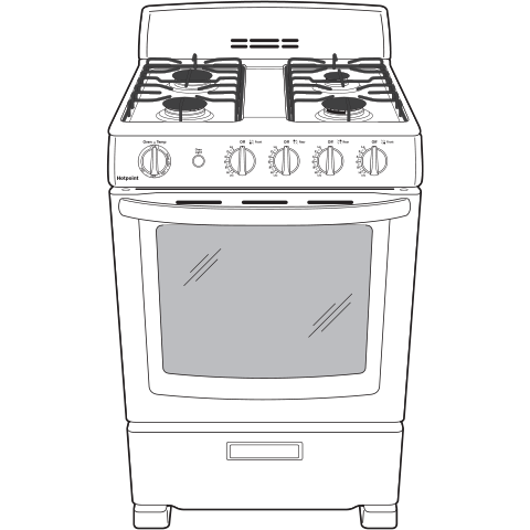 Hotpoint(R) 24" Front-Control Free-Standing Gas Range with Large Window - (RGAS300DMWW)