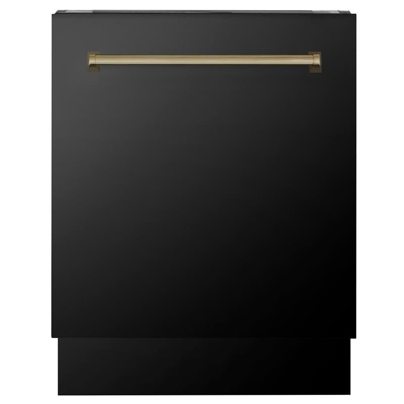 ZLINE Autograph Edition 24" 3rd Rack Top Control Tall Tub Dishwasher in Black Stainless Steel with Accent Handle, 51dBa (DWVZ-BS-24) [Color: Champagne Bronze] - (DWVZBS24CB)