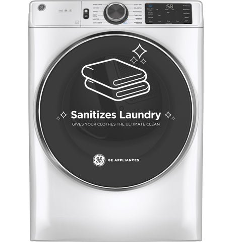 GE(R) ENERGY STAR(R) 7.8 cu. ft. Capacity Smart Front Load Electric Dryer with Steam and Sanitize Cycle - (GFD65ESSVWW)