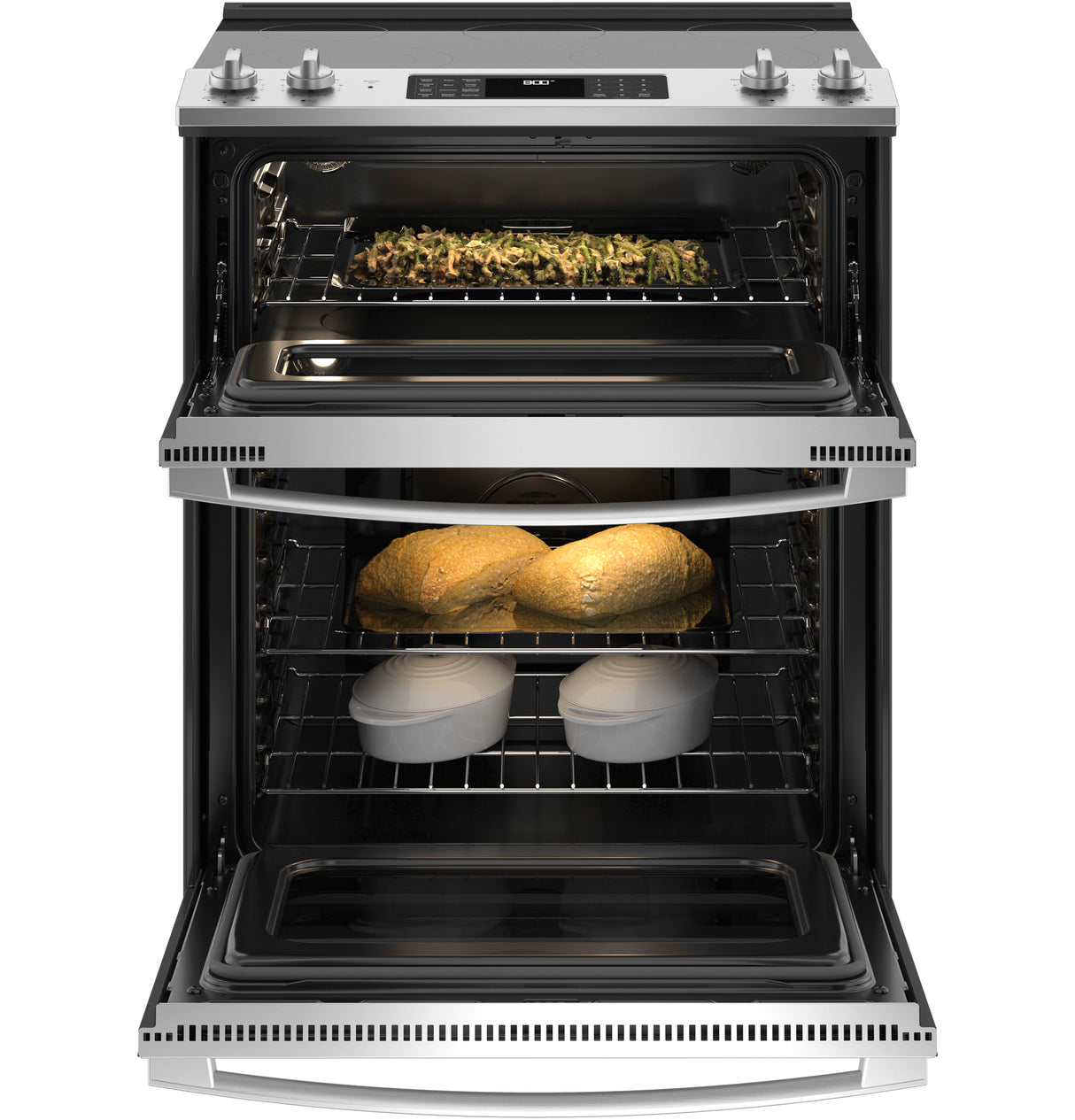 GE(R) 30" Slide-In Electric Convection Double Oven Range - (JSS86SPSS)