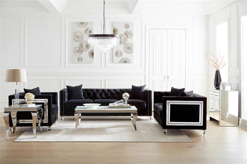 Delilah Upholstered Living Room Set Black - (509361S2)
