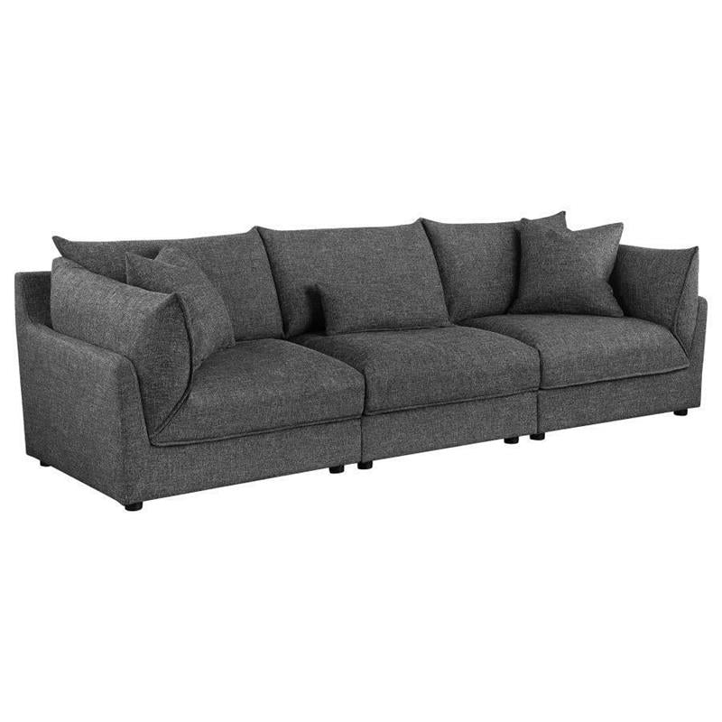 Sasha 3-piece Upholstered Sofa Barely Black - (551681SETB)