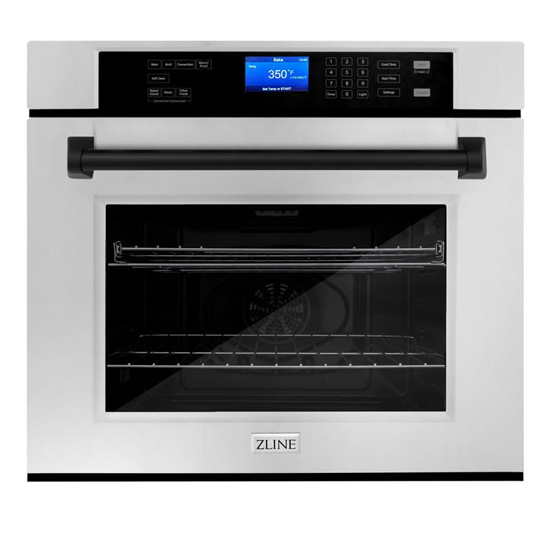 ZLINE 30" Autograph Edition Single Wall Oven with Self Clean and True Convection in Stainless Steel (AWSZ-30) [Color: Matte Black] - (AWSZ30MB)