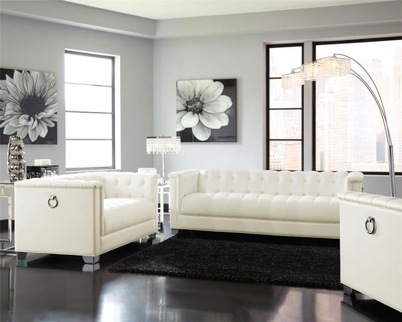 Chaviano Contemporary White Two-piece Living Room Set - (505391S2)