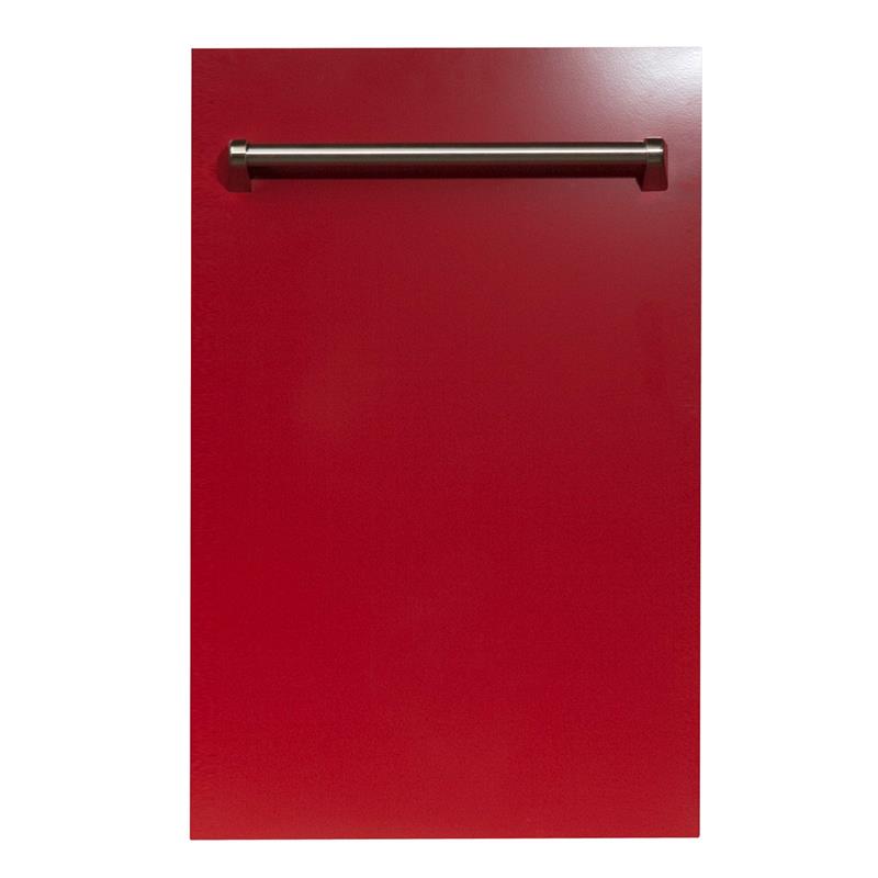 ZLINE 18 in. Compact Top Control Dishwasher with Stainless Steel Tub and Traditional Handle, 52dBa (DW-18) [Color: Red Gloss] - (DWRG18)