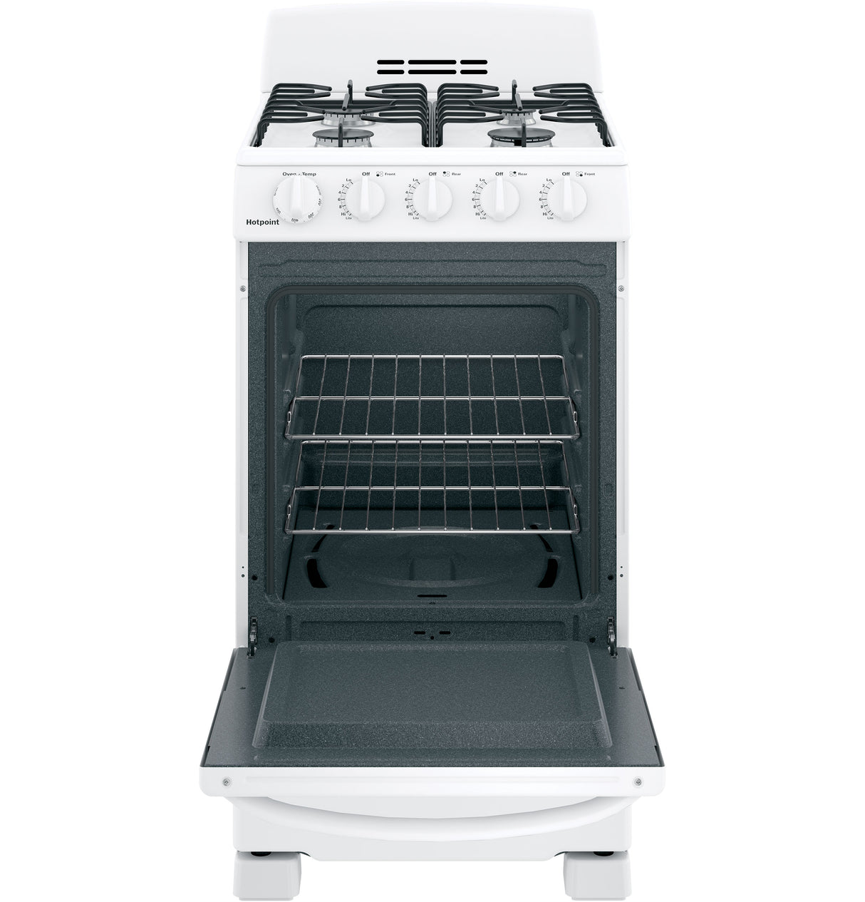 Hotpoint(R) 20" Front-Control Free-Standing Gas Range with Sealed Burners - (RGAS200DMWW)