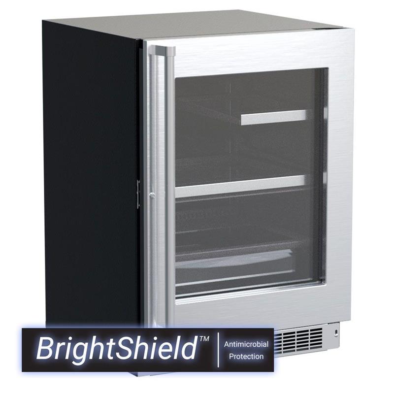 24-In Marvel Professional Refrigerator With Brightshield with Brightshield\u2122 - Yes, Door Style - Stainless Steel Frame Glass, Lock - Yes - (MPRE424SG81A)