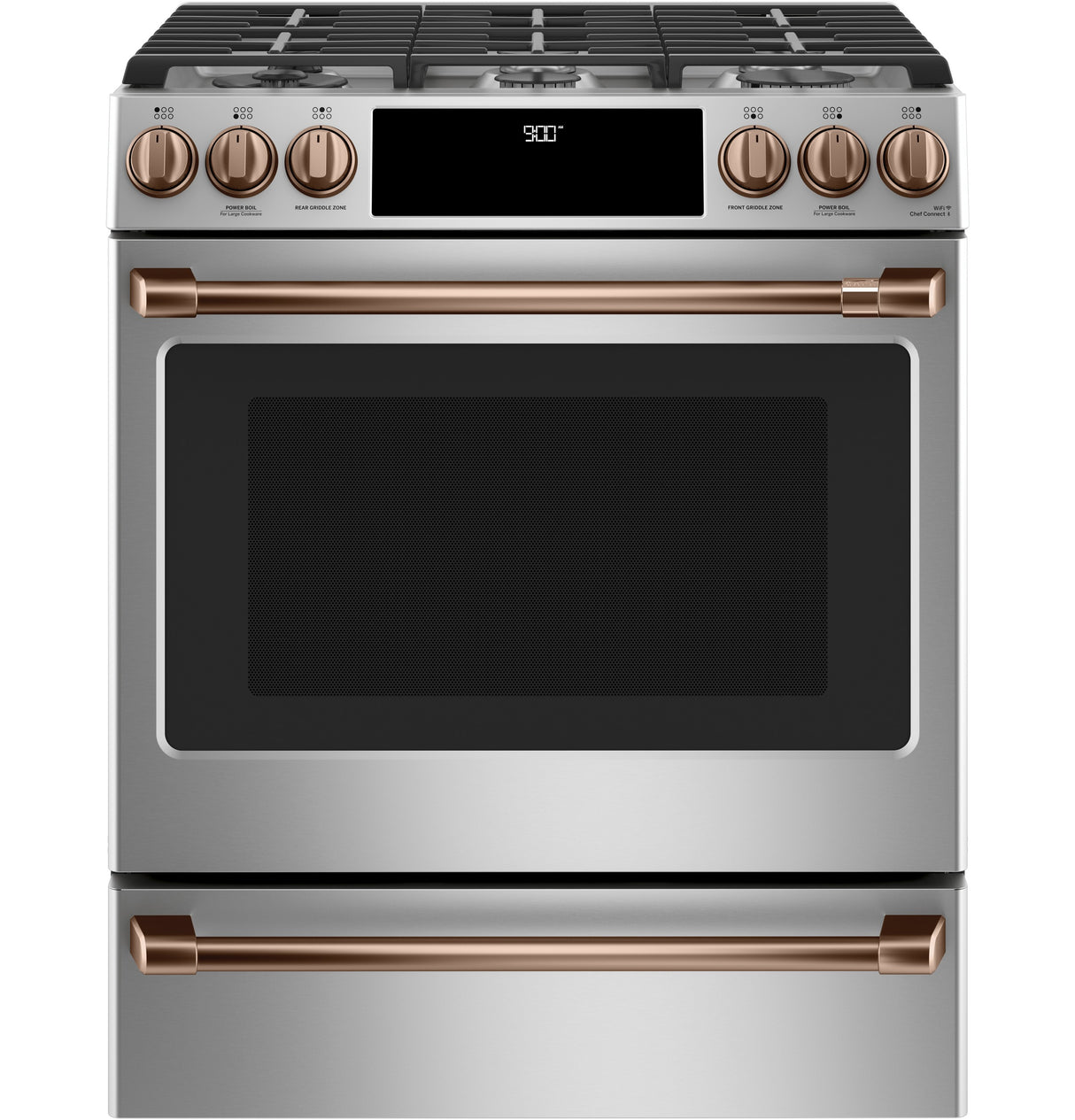 Caf(eback)(TM) 30" Smart Slide-In, Front-Control, Dual-Fuel Range with Warming Drawer - (C2S900P2MS1)