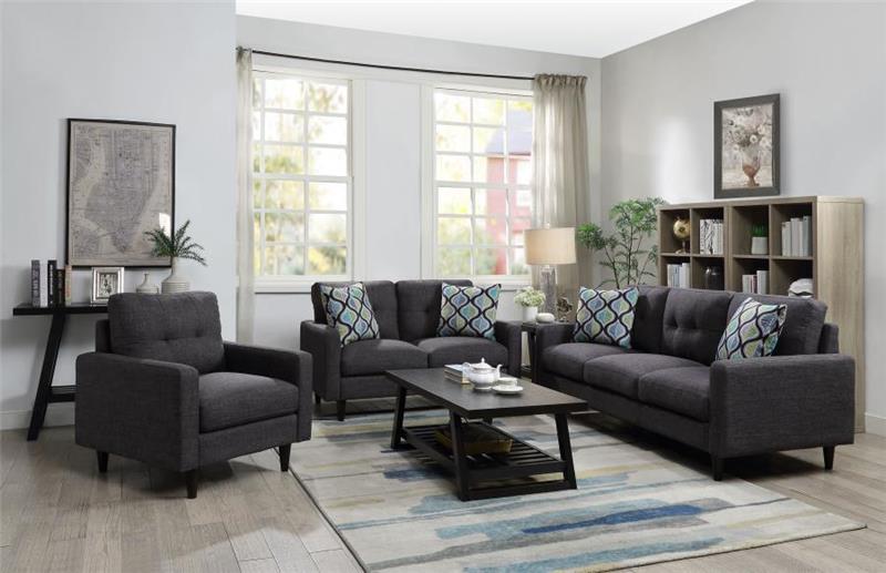 Watsonville 3-piece Cushion Back Living Room Set Grey - (552001S3)