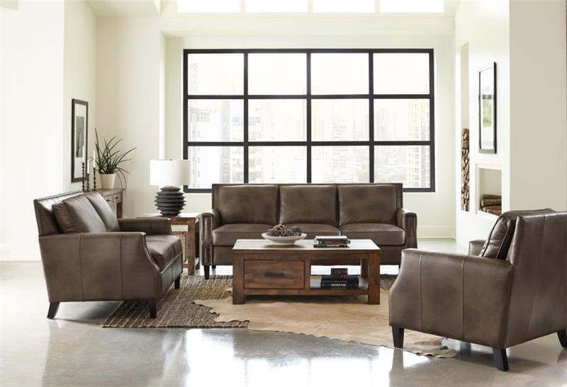 Leaton 3-piece Recessed Arms Living Room Set Brown Sugar - (509441S3)