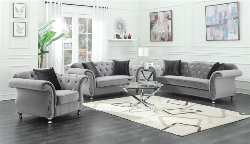 Frostine Grey Three-piece Living Room Set - (551161S3)