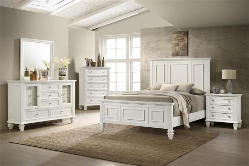 Sandy Beach White Queen Five-piece Bedroom Set - (201301QS5)