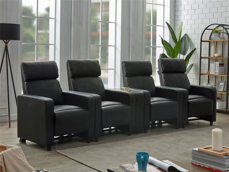 Toohey Upholstered Tufted Recliner Living Room Set Black - (600181S4B)