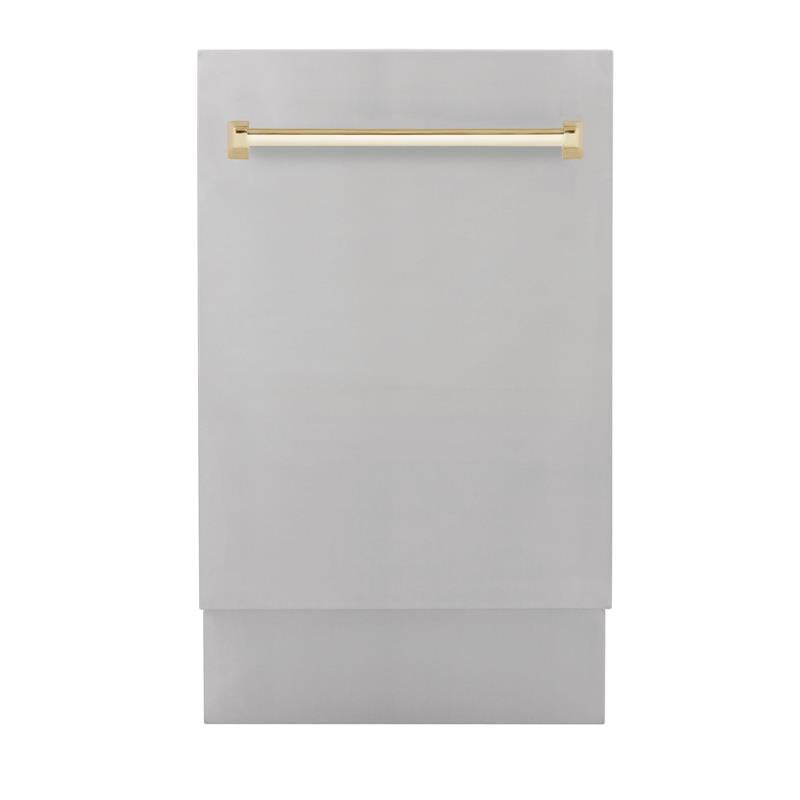 ZLINE Autograph Edition 18 Compact 3rd Rack Top Control Dishwasher in Stainless Steel with Accent Handle, 51dBa (DWVZ-304-18) [Color: Gold] - (DWVZ30418G)
