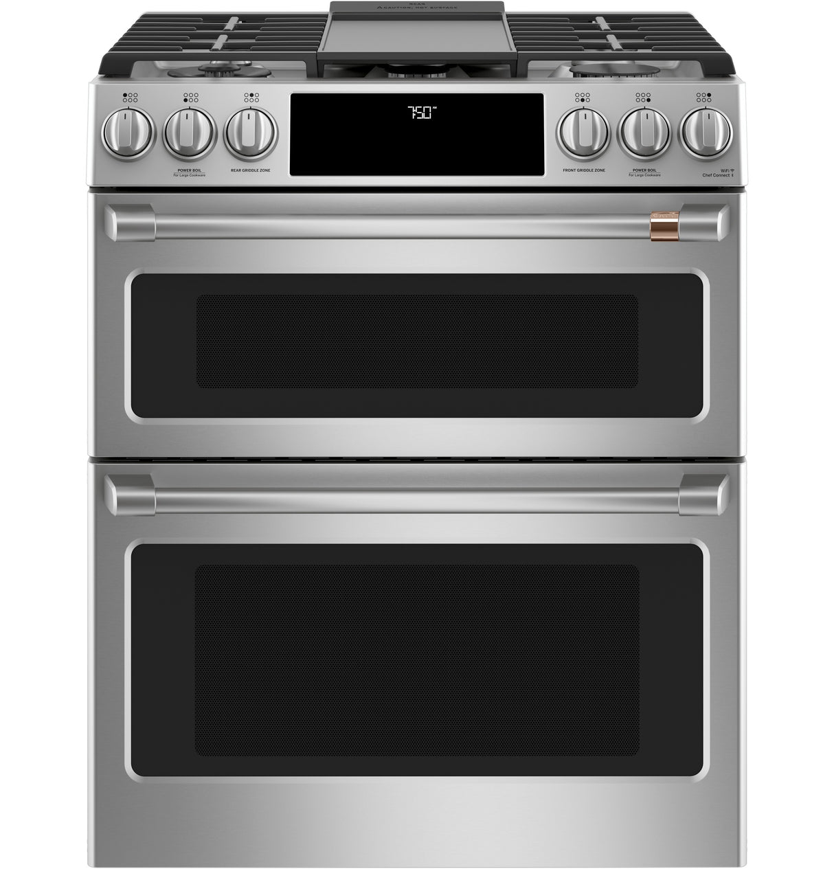Caf(eback)(TM) 30" Smart Slide-In, Front-Control, Gas Double-Oven Range with Convection - (CGS750P2MS1)