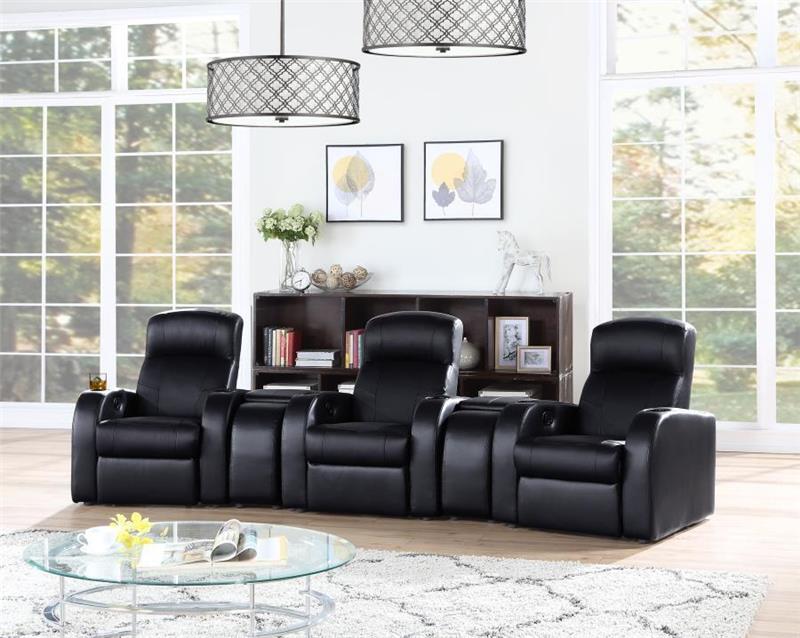 Cyrus Upholstered Recliner Living Room Set Black - (600001S3A)