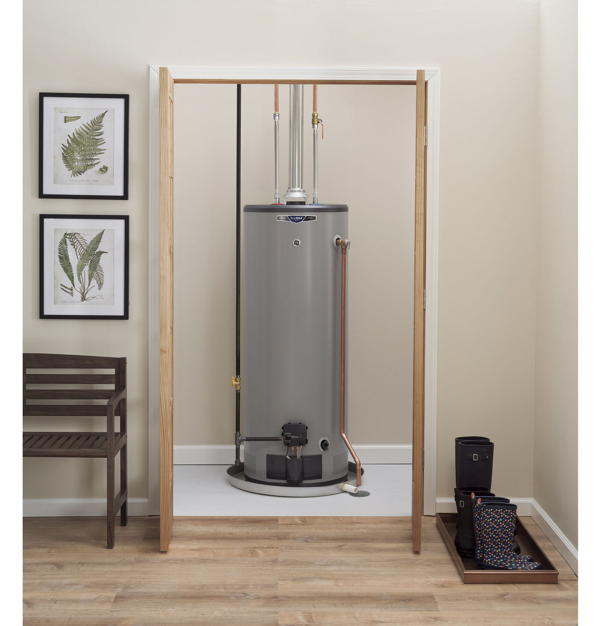 GE RealMAX Choice 40-Gallon Tall Natural Gas Atmospheric Water Heater - (GG40T08BXR)