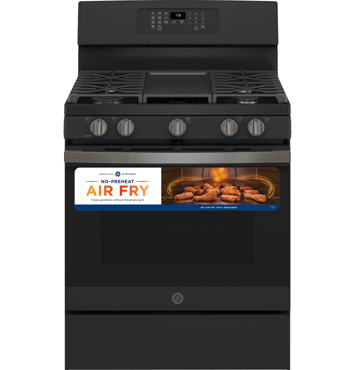 GE(R) 30" Free-Standing Gas Convection Range with No Preheat Air Fry - (JGB735FPDS)
