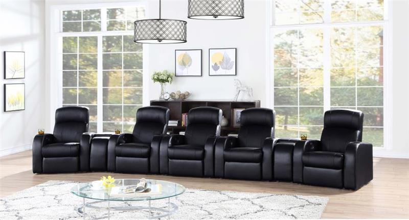 Cyrus Upholstered Recliner Living Room Set Black - (600001S5B)