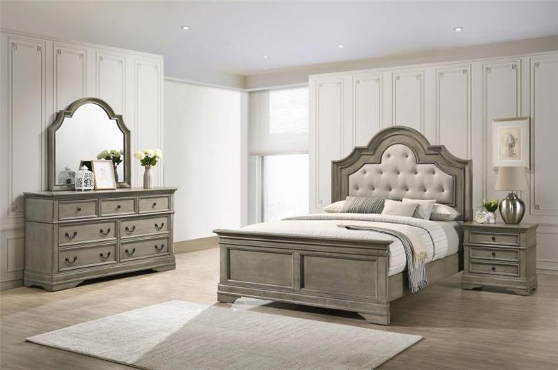 Manchester Bedroom Set With Upholstered Arched Headboard Wheat - (222891KES4)