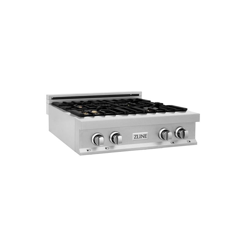 ZLINE 30 in. Porcelain Rangetop in DuraSnow Stainless Steel with 4 Gas Burners (RTS-30) Available with Brass Burners [Color: DuraSnow Stainless Steel with Brass Burners] - (RTSBR30)