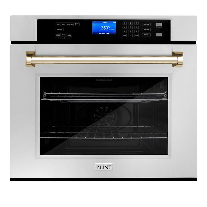 ZLINE 30" Autograph Edition Single Wall Oven with Self Clean and True Convection in Stainless Steel (AWSZ-30) [Color: Gold] - (AWSZ30G)