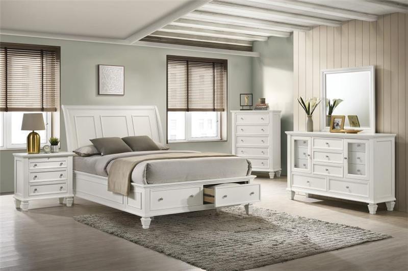 Sandy Beach White Queen Five-piece Bedroom Set - (201309QS5)