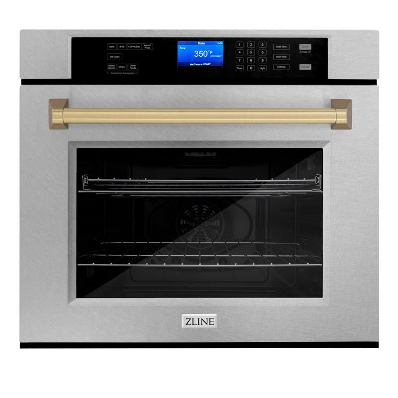 ZLINE 30" Autograph Edition Single Wall Oven with Self Clean and True Convection in DuraSnow Stainless Steel (AWSSZ-30) [Color: Champagne Bronze] - (AWSSZ30CB)